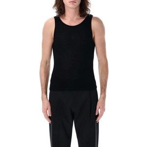 Saint Laurent Sculpted Black Ribbed Jersey Tank Top - NWT